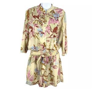 ✨POUPETTE ST BARTH SHORT SZ MEDIUM JUMPSUIT FELICIA BUTTONED YELLOW JUNGLE✨